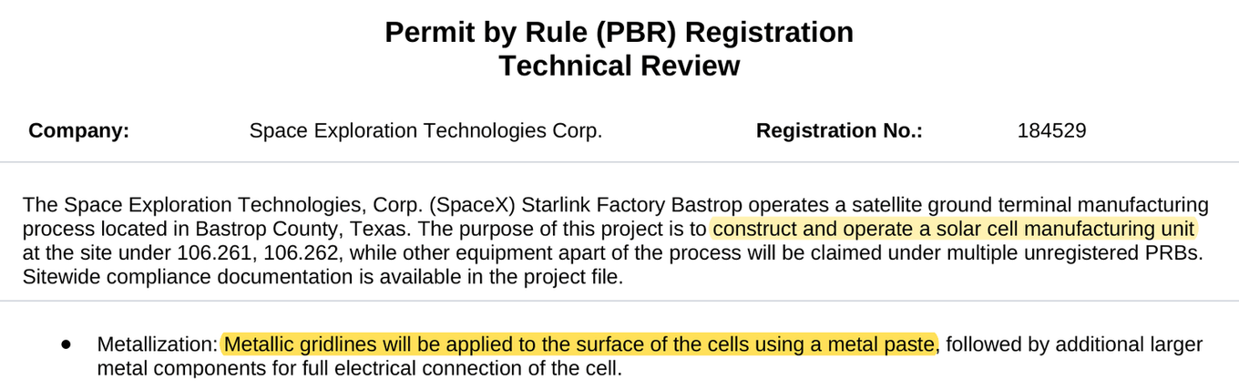 Texas TCEQ permit: title block and the two highlighted passages.